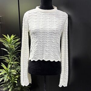 Kappahl Wave Pattern Short “crop” knit pull over,bell sleeve,round neck